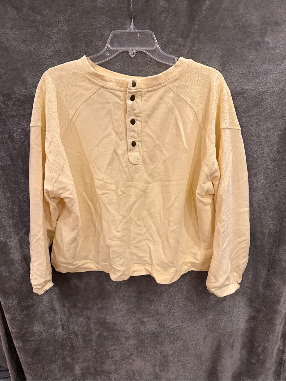 Wrap London Pale Yellow Henley Sweatshirt with Button Placket